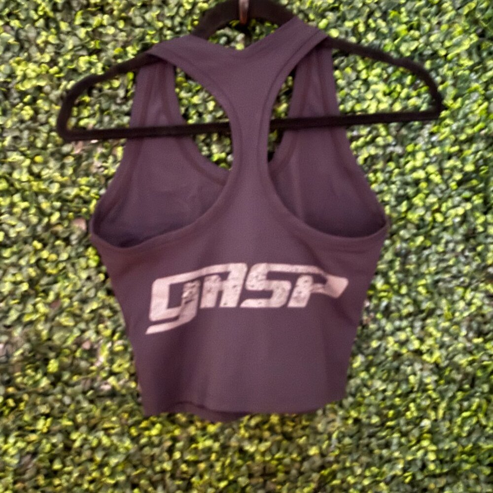 GASP Inc Crop Tank Top Black Racerback Gym Fitness Top Size S - Picture 2 of 3